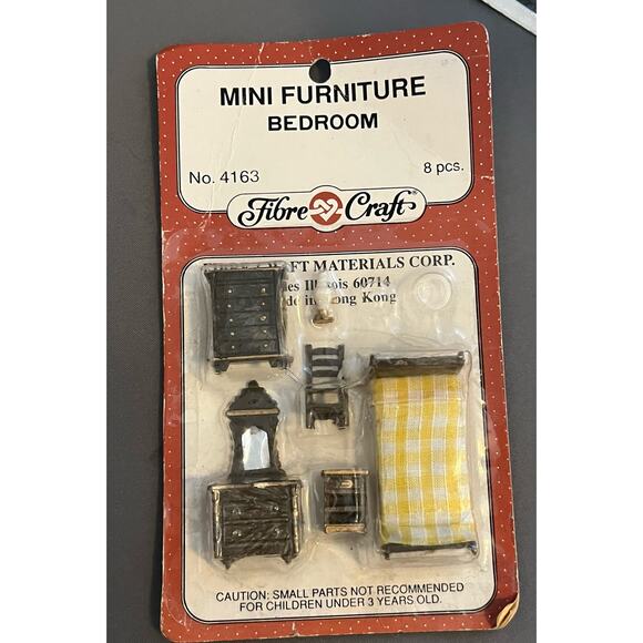 Fibre Craft Mini Doll Accessories Bathroom 2 Dining Bedroom Lot Four Set New - Picture 7 of 10